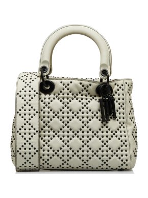 Dior Cream Studded Medium Lady Dior