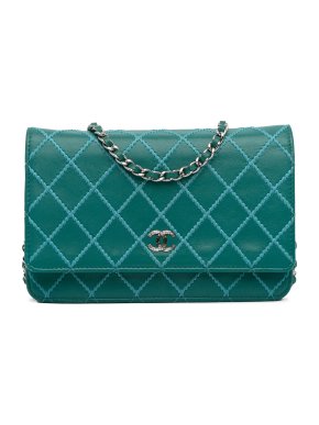 Chanel Green CC Wild Stitch Wallet on Chain