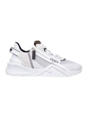 Fendi White Nylon Low Top Flow Sneakers