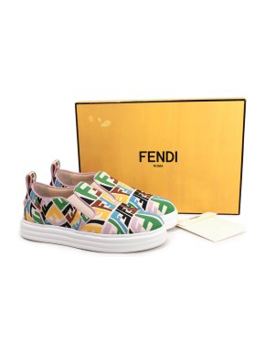 Fendi Multicoloured Monogram  Canvas Slip on Sneakers