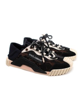 Dolce & Gabbana Black Lace NS1 Low Top Sneakers