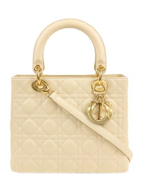 Dior Cream Medium Lambskin Cannage Lady Dior