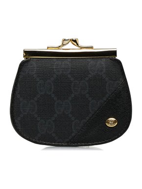 Gucci Black GG Kisslock Coin Purse
