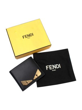 Fendi Black Leather Bugs Wallet