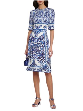 Dolce & Gabbana Majolica Print Silk Dress