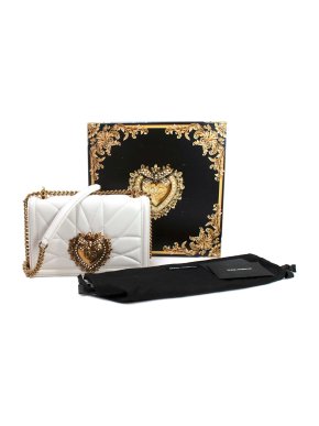Dolce & Gabbana White Lambskin Medium Devotion Crossbody Bag