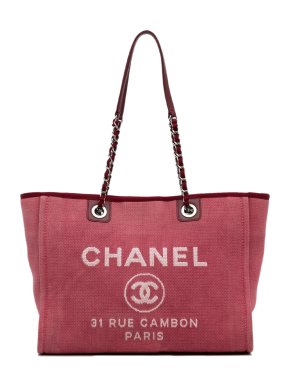 Chanel Red Canvas Deauville Tote Bag 1