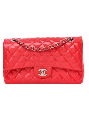 Chanel Red Patent Leather Medium Double Flap Bag