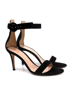 Gianvito Rossi Black Suede Portofino 85 Sandals