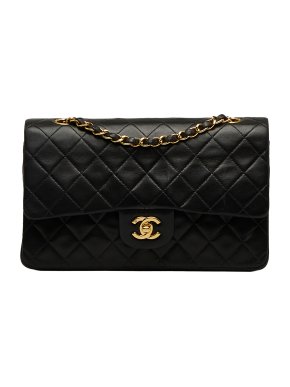 Chanel Black Lambskin Medium Double Flap Bag with Gold Hardware