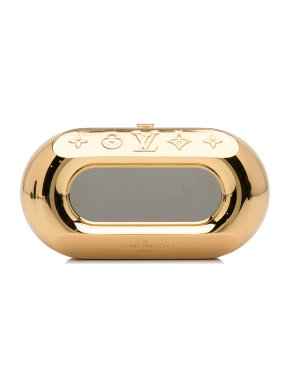 Louis Vuitton Gold Minaudiere Shell Clutch Bag