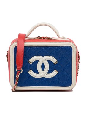 Chanel Small Colourblock Caviar Filigree Vanity Case