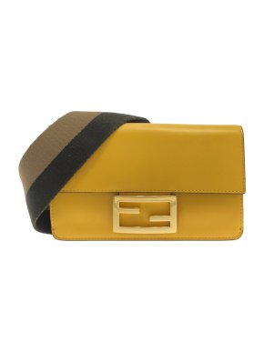 Fendi Yellow Mini Flat Baguette Crossbody Bag