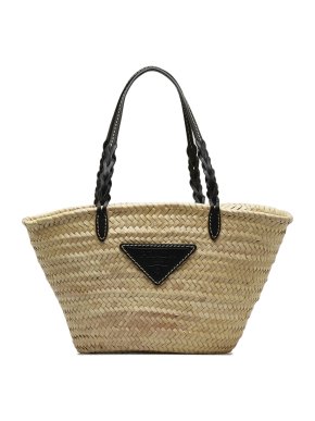 Prada Raffia Basket Tote Bag