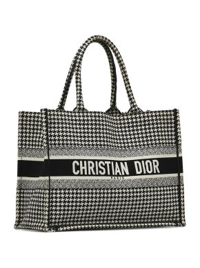 Dior Medium Houndstooth Embroidered Book Tote