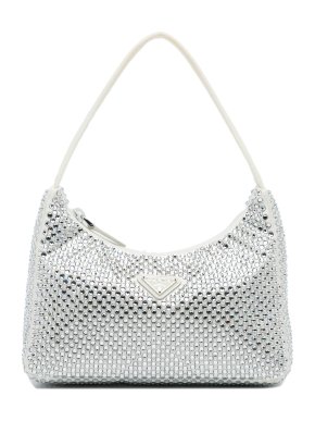 Prada Silver Satin Crystal Mini Re-Edition