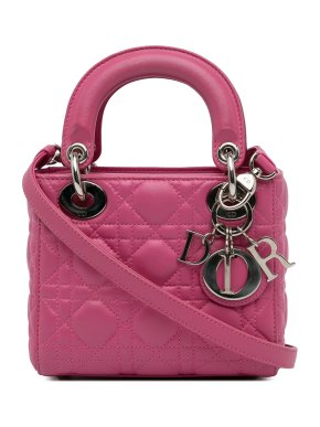 Pink Lambskin Cannage Mini Lady Dior Bag