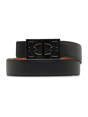 Hermes Black Leather Chaine d Ancre Reversible Belt 85