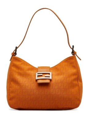 Fendi Orange FF Lock Zucchino Shoulder Bag