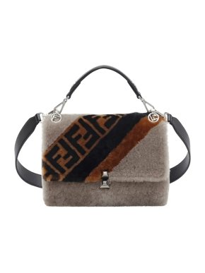 Fendi Kan I FF 1974 Shearling Marquetry Shoulder Bag