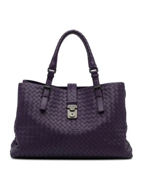 Bottega Veneta Purple Medium Intrecciato Leather Tote Bag