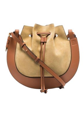 Loewe Horseshoe Drawstring Suede Crossbody Bag