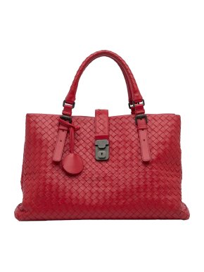 Bottega Veneta Red Leather Medium Intrecciato Roma