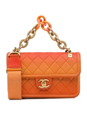 Chanel Orange Leather Sunset On The Sea Flap Bag