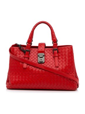 Bottega Veneta Small Red Leather Intrecciato Roma
