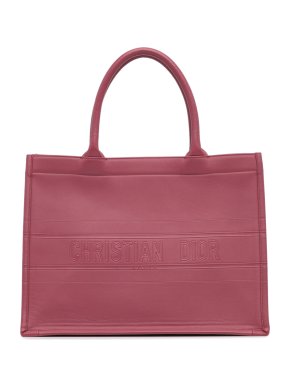 Dior Pink Leather Medium Embossed Book Tote