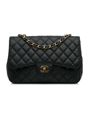 Chanel Black Caviar Jumbo Classic Single Flap Bag