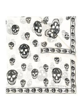 Alexander McQueen Ivory Silk Skull Scarf