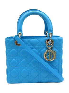 Blue Medium Lambskin Cannage Lady Dior Bag