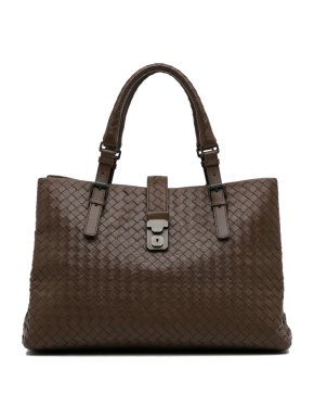 Bottega Veneta Brown Leather Medium Intrecciato Roma