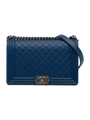 Chanel Blue Medium Lambskin Boy Flap Bag