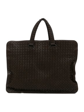 Bottega Veneta Brown  Leather Intrecciato Business Bag