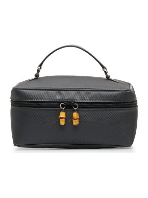 Gucci Black Fabric Bamboo Vanity Bag