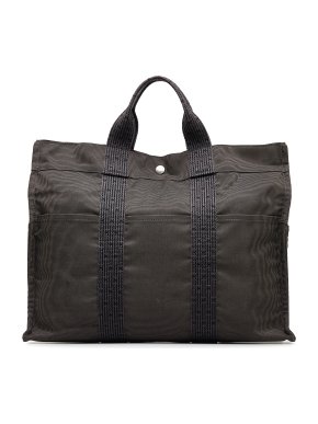 Hermes Gray Herline MM Canvas Bag