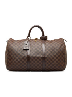 Louis Vuitton Coated Canvas Damier Ebene Keepall 50