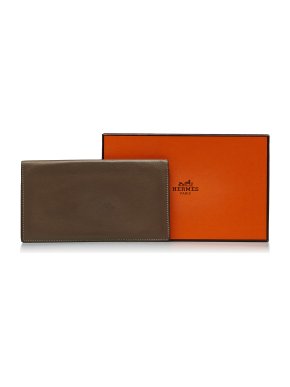 Hermes Brown Box Calf Citizen Twill Wallet
