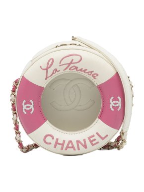 Chanel Pink & White Coco Lifesaver Round Crossbody Bag