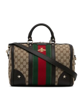 Gucci Vintage Web Bee Boston Bag