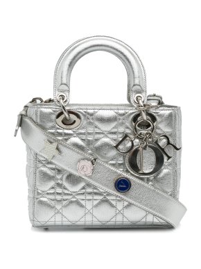 Dior Silver Small Cannage Lady Dior My ABCDior Bag