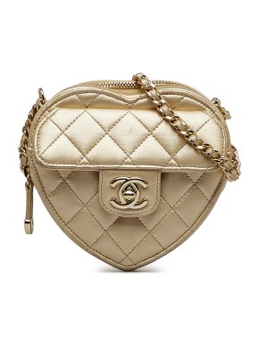 Chanel Gold Mini CC in Love Heart Crossbody Bag