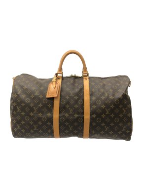 Louis Vuitton Brown Coated Canvas Monogram Keepall Bandouliere 55