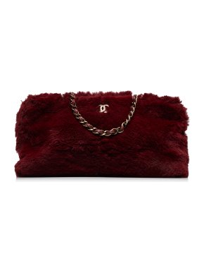 Chanel Red CC Fur Chain Tote Bag