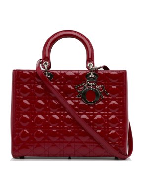 Dior Burgundy Patent Leather Large Lady Dior