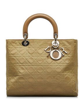 Dior Beige Large Nylon Cannage Lady Dior
