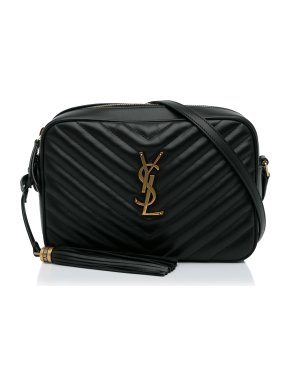 Saint Laurent Black Leather Monogram Matelasse Lou Camera Bag