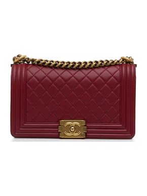 Chanel Red Medium Lambskin Boy Flap Bag